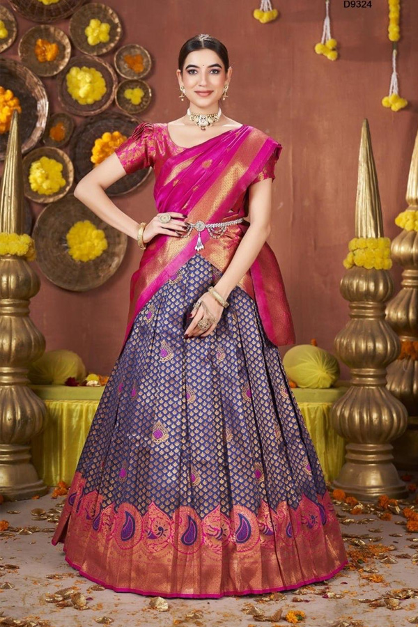 Partywear Banarasi Silk Semi Stiched Lehenga Choli
