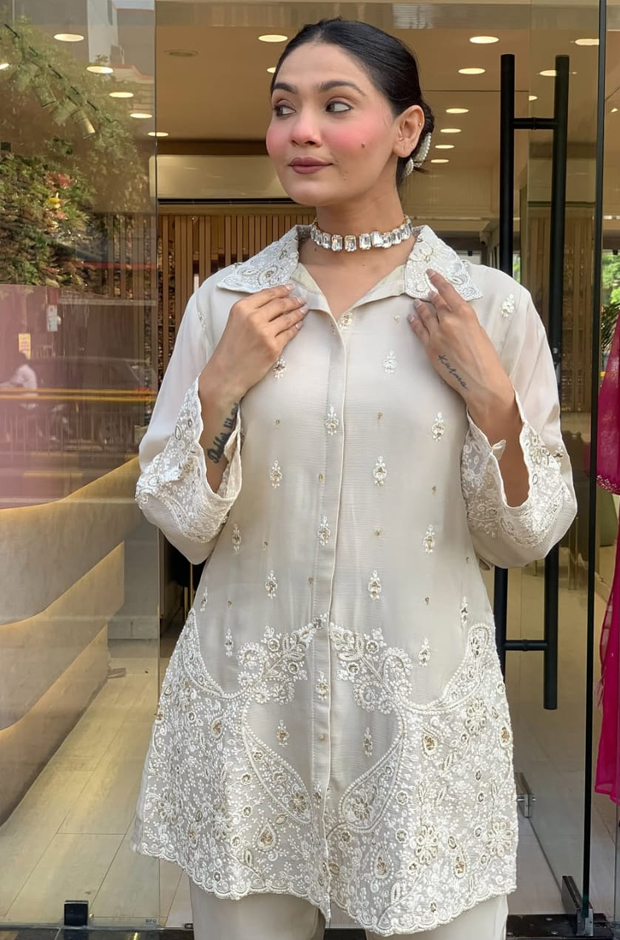 Premium Chanderi Silk *Full Embroidery Work With Premium Work